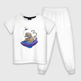 Детская пижама хлопок с принтом Пес космонавт в Екатеринбурге, 100% хлопок |  брюки и футболка прямого кроя, без карманов, на брюках мягкая резинка на поясе и по низу штанин
 | cute | dog | woof | астронавт | гав | забавный | космонавт | космос | пес | смешной | собака
