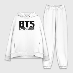 Женский костюм хлопок Oversize с принтом BTS в Екатеринбурге,  |  | bts | bts army | k pop | k pop band | logo | love bts | minimalistic | бтс | кей поп | лого