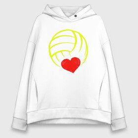 Женское худи Oversize хлопок с принтом Volleyball Heart в Екатеринбурге, френч-терри — 70% хлопок, 30% полиэстер. Мягкий теплый начес внутри —100% хлопок | боковые карманы, эластичные манжеты и нижняя кромка, капюшон на магнитной кнопке | Тематика изображения на принте: ball | beach | game | heart | love | sport | volley | volleyball | волейбол | волейболист | волейболистка | гол | игра | игрок | мяч | площадка | пляж | пляжный | победа | сердце | сетка | спорт | тренер | чемпион