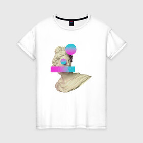 Женская футболка хлопок с принтом Современный Мыслитель в Екатеринбурге, 100% хлопок | прямой крой, круглый вырез горловины, длина до линии бедер, слегка спущенное плечо | арт | голиаф | иллюстрация | мыслитель | статуя