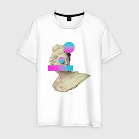 Мужская футболка хлопок с принтом Современный Мыслитель в Екатеринбурге, 100% хлопок | прямой крой, круглый вырез горловины, длина до линии бедер, слегка спущенное плечо. | арт | голиаф | иллюстрация | мыслитель | статуя