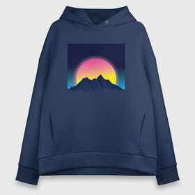 Женское худи Oversize хлопок с принтом Vaporwave Mountain Sunset в Екатеринбурге, френч-терри — 70% хлопок, 30% полиэстер. Мягкий теплый начес внутри —100% хлопок | боковые карманы, эластичные манжеты и нижняя кромка, капюшон на магнитной кнопке | Тематика изображения на принте: chill | chilled cow | fashion | landscape | lo fi hip hop | lofi | music | retrowave | stars | synthpop | synthwave | zen | вапорвейв | горы | дзен | закат | звёзды | музыка | небо | ночное небо | паровая волна | пейзаж | ретровейв | синтвейв | синтпоп | 