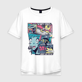 Мужская футболка хлопок Oversize с принтом Vaporwave Anime Skater Boy в Екатеринбурге, 100% хлопок | свободный крой, круглый ворот, “спинка” длиннее передней части | anime fan | art | fail | japan | japanese | manga character | tokyo | анимация | анимешник | арт | арты | комикс | комиксы | манга | отрисовка | паровая волна | пародия | персонаж аниме | рисунок в стиле аниме | скейтер | токио