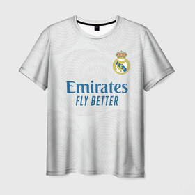 Мужская футболка 3D с принтом Бензема Реал Мадрид 2021/2022 в Екатеринбурге, 100% полиэфир | прямой крой, круглый вырез горловины, длина до линии бедер | 2021 | 2022 | benzema | karim | madrid | real | бензема | испания | карим бензема | мадрид | новая | реал | реал мадрид | форма | футбол