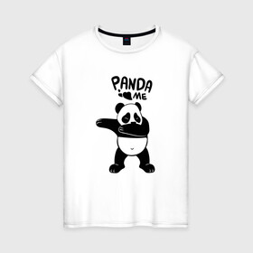 Женская футболка хлопок с принтом Панда даббинг в Екатеринбурге, 100% хлопок | прямой крой, круглый вырез горловины, длина до линии бедер, слегка спущенное плечо | dabbing | panda | даб | даббинг | дэб | животное | медведи | медведь | панда | панды