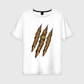 Женская футболка хлопок Oversize с принтом Когти рептилии в Екатеринбурге, 100% хлопок | свободный крой, круглый ворот, спущенный рукав, длина до линии бедер
 | reptile | животное | когти | пресмыкающиеся | след | царапина