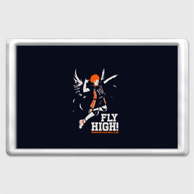 Магнит 45*70 с принтом fly high! Шоё Хината Haikyuu!! в Екатеринбурге, Пластик | Размер: 78*52 мм; Размер печати: 70*45 | 10 номер | anime | haikyu | haikyuu | hinata shoyo | karasuno | manga | аниме | волейбол | волейбольный клуб | иероглифы | карасуно | лети высоко | лого | манга | надпись | прыжок | старшая школа | хаику | хаикую