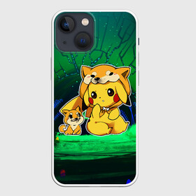 Чехол для iPhone 13 mini с принтом Пикачу и корги в Екатеринбурге,  |  | anime | picachu | pikachu | аниме | милый | пика | пикачу | покебол | покемон