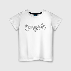 Детская футболка хлопок с принтом BIG BOY в Екатеринбурге, 100% хлопок | круглый вырез горловины, полуприлегающий силуэт, длина до линии бедер | Тематика изображения на принте: большой мальчик | губка боб | качек | мышцы | спанч боб