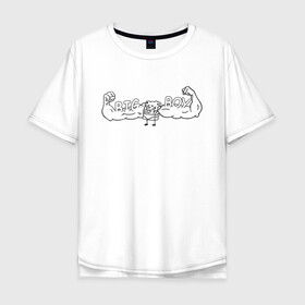 Мужская футболка хлопок Oversize с принтом BIG BOY в Екатеринбурге, 100% хлопок | свободный крой, круглый ворот, “спинка” длиннее передней части | большой мальчик | губка боб | качек | мышцы | спанч боб