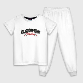 Детская пижама хлопок с принтом Guggimon Chop Chop в Екатеринбурге, 100% хлопок |  брюки и футболка прямого кроя, без карманов, на брюках мягкая резинка на поясе и по низу штанин
 | guggimon | superplastic | игрушки | иллюстрация | логотип