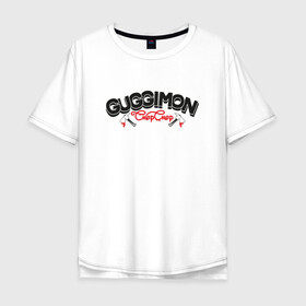 Мужская футболка хлопок Oversize с принтом Guggimon Chop Chop в Екатеринбурге, 100% хлопок | свободный крой, круглый ворот, “спинка” длиннее передней части | Тематика изображения на принте: guggimon | superplastic | игрушки | иллюстрация | логотип