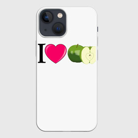 Чехол для iPhone 13 mini с принтом I LOVE APPLE в Екатеринбурге,  |  | иностранные | любовь | надписи | приколы | слова | юмор | яблоко