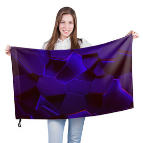 Флаг 3D с принтом СИНИЕ ПЛИТЫ 3D в Екатеринбурге, 100% полиэстер | плотность ткани — 95 г/м2, размер — 67 х 109 см. Принт наносится с одной стороны | абстракция | иллюстрация | искусство | культура | свечение | текстура | тени | ультрофиолет
