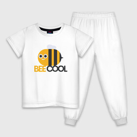 Детская пижама хлопок с принтом Bee Cool в Екатеринбурге, 100% хлопок |  брюки и футболка прямого кроя, без карманов, на брюках мягкая резинка на поясе и по низу штанин
 | Тематика изображения на принте: cool | арт | иллюстрация | насекомое | пчела