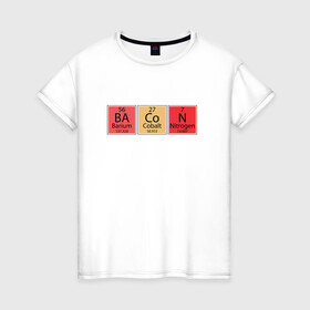 Женская футболка хлопок с принтом Ba, Co и N в Екатеринбурге, 100% хлопок | прямой крой, круглый вырез горловины, длина до линии бедер, слегка спущенное плечо | иллюстрация | кобальт | нитроген | таблица | таблица менделеева