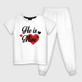 Детская пижама хлопок с принтом He is Mine в Екатеринбурге, 100% хлопок |  брюки и футболка прямого кроя, без карманов, на брюках мягкая резинка на поясе и по низу штанин
 | арт | иллюстрация | любимый | мой | сердце