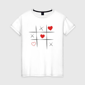 Женская футболка хлопок с принтом Крестики сердечки в Екатеринбурге, 100% хлопок | прямой крой, круглый вырез горловины, длина до линии бедер, слегка спущенное плечо | art | игра | иллюстрация | крестики | сердечки