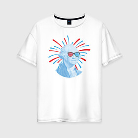 Женская футболка хлопок Oversize с принтом Бенджамин в Екатеринбурге, 100% хлопок | свободный крой, круглый ворот, спущенный рукав, длина до линии бедер
 | арт | бенджамин | дипломат | иллюстрация | мужчина | франклин