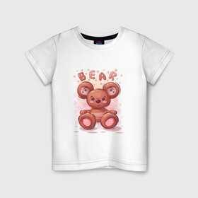 Детская футболка хлопок с принтом Медвежонок Bear в Екатеринбурге, 100% хлопок | круглый вырез горловины, полуприлегающий силуэт, длина до линии бедер | bear | grizzly | kuma | гриззли | гризли | грозный | крутой | медведь | медвежонок | мишка