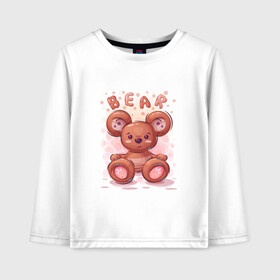 Детский лонгслив хлопок с принтом Медвежонок Bear в Екатеринбурге, 100% хлопок | круглый вырез горловины, полуприлегающий силуэт, длина до линии бедер | bear | grizzly | kuma | гриззли | гризли | грозный | крутой | медведь | медвежонок | мишка