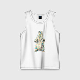 Детская майка хлопок с принтом Белый медведь в Екатеринбурге,  |  | bear | grizzly | kuma | белый | гриззли | гризли | грозный | крутой | медведь | медвежонок | мишка