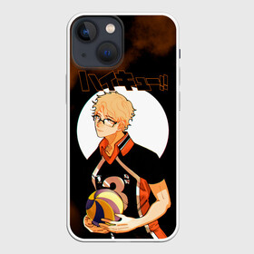 Чехол для iPhone 13 mini с принтом Кей Цукишима | Haikyuu в Екатеринбурге,  |  | 11 номер | anime | haikyu | haikyuu | manga | аниме | волейбол | волейбольный клуб | карасуно | кей цукишима | котаро бокуто | манга | обычный парень | очкарик | тендо | умный блокирующий цукки | хаику | хаикую