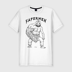Мужская футболка хлопок Slim с принтом FAPERMEN в Екатеринбурге, 92% хлопок, 8% лайкра | приталенный силуэт, круглый вырез ворота, длина до линии бедра, короткий рукав | cum | рука | фапермен | человек