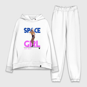 Женский костюм хлопок Oversize с принтом SPACE GIRL в Екатеринбурге,  |  | space girl | блондинка с хвостиком | космическая девушка | красивая девушка