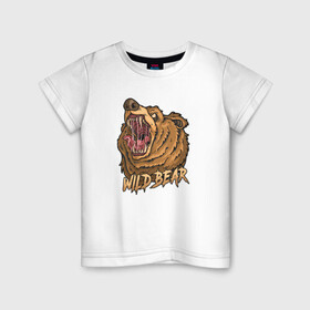 Детская футболка хлопок с принтом Дикий медведь в Екатеринбурге, 100% хлопок | круглый вырез горловины, полуприлегающий силуэт, длина до линии бедер | bear | grizzly | kuma | гриззли | гризли | грозный | крутой | медведь | медвежонок | мишка