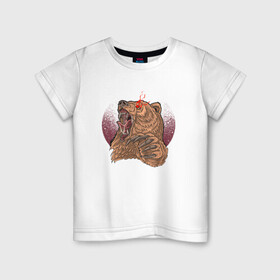 Детская футболка хлопок с принтом Злой медведь в Екатеринбурге, 100% хлопок | круглый вырез горловины, полуприлегающий силуэт, длина до линии бедер | bear | grizzly | kuma | гриззли | гризли | грозный | крутой | медведь | медвежонок | мишка