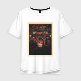 Мужская футболка хлопок Oversize с принтом Концерт NIN в Екатеринбурге, 100% хлопок | свободный крой, круглый ворот, “спинка” длиннее передней части | Тематика изображения на принте: alternative | metall | music | nin | nine inch nails | rock | альтернатива | металл | музыка | найн ич нэилс | рок