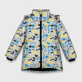 Зимняя куртка для девочек 3D с принтом WINTER SPORTS в Екатеринбурге, ткань верха — 100% полиэстер; подклад — 100% полиэстер, утеплитель — 100% полиэстер. | длина ниже бедра, удлиненная спинка, воротник стойка и отстегивающийся капюшон. Есть боковые карманы с листочкой на кнопках, утяжки по низу изделия и внутренний карман на молнии. 

Предусмотрены светоотражающий принт на спинке, радужный светоотражающий элемент на пуллере молнии и на резинке для утяжки. | biathlon | curling | figure skating | hockey | short track | skating | ski race | snowboard | sports | winter sports | биатлон | горные лыжи | зимние виды спорта | кёрлинг | конькобежный спорт | лыжные гонки | сноуборд | спорт | фигурное катание