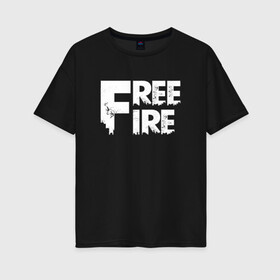 Женская футболка хлопок Oversize с принтом FREEFIRE FF WHITE LOGO (Z) в Екатеринбурге, 100% хлопок | свободный крой, круглый ворот, спущенный рукав, длина до линии бедер
 | 111dots studio | battlegrounds | free fire | freefire | game | garena | garena free fire | гарена | игра | игры | киберспорт | королевская битва | мобильная игра | онлайн игра | пабг | фри фаер | фрифаер | экшн