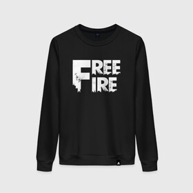 Женский свитшот хлопок с принтом FREEFIRE FF WHITE LOGO (Z) в Екатеринбурге, 100% хлопок | прямой крой, круглый вырез, на манжетах и по низу широкая трикотажная резинка  | 111dots studio | battlegrounds | free fire | freefire | game | garena | garena free fire | гарена | игра | игры | киберспорт | королевская битва | мобильная игра | онлайн игра | пабг | фри фаер | фрифаер | экшн