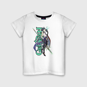 Детская футболка хлопок с принтом GENSHIN IMPACT (Xiao) в Екатеринбурге, 100% хлопок | круглый вырез горловины, полуприлегающий силуэт, длина до линии бедер | anime | game | genshin | genshin impact | impact | xiao | аниме | игра | сяо