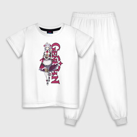 Детская пижама хлопок с принтом GENSHIN IMPACT (Noelle) в Екатеринбурге, 100% хлопок |  брюки и футболка прямого кроя, без карманов, на брюках мягкая резинка на поясе и по низу штанин
 | Тематика изображения на принте: anime | game | genshin | genshin impact | impact | noelle | аниме | игра | ноэлль