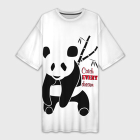 Платье-футболка 3D с принтом Панда и сон в Екатеринбурге,  |  | животные | звери | лень | медведь | отдых | панда | природа | сон | усталость