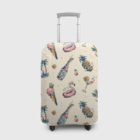Чехол для чемодана 3D с принтом Винтажный Гавайский Рисунок в Екатеринбурге, 86% полиэфир, 14% спандекс | двустороннее нанесение принта, прорези для ручек и колес | america | hawaian | hawaii | ice cream | lime | palms | pattern | pink flamingo | retro | summer | united states | usa | vintage | ананас | винтаж | вишня | коктейль | лайм | мороженое | надувной круг | остров | пальмы | паттерн | ретро | розовый ф