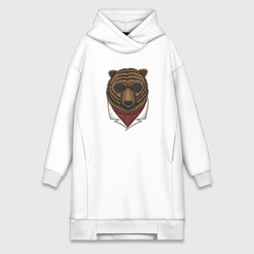 Платье-худи хлопок с принтом Крутой Медведь в очках в Екатеринбурге,  |  | bear | grizzly | kuma | гриззли | гризли | грозный | крутой | медведь | медвежонок | мишка