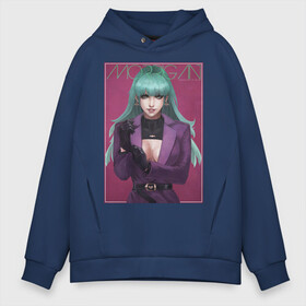 Мужское худи Oversize хлопок с принтом Morrigan Aensland в Екатеринбурге, френч-терри — 70% хлопок, 30% полиэстер. Мягкий теплый начес внутри —100% хлопок | боковые карманы, эластичные манжеты и нижняя кромка, капюшон на магнитной кнопке | capcom | darkstalkers | demon | morrigan | succubus | капком | темные охотники