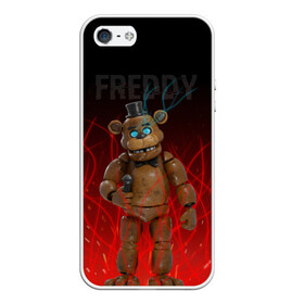 Чехол для iPhone 5/5S матовый с принтом FNAF FREDDY в Екатеринбурге, Силикон | Область печати: задняя сторона чехла, без боковых панелей | игры | искры | красный | стиль | фнаф | фредди