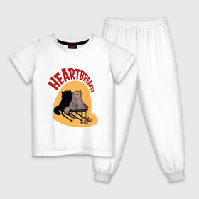 Детская пижама хлопок с принтом Хартбрейкер в Екатеринбурге, 100% хлопок |  брюки и футболка прямого кроя, без карманов, на брюках мягкая резинка на поясе и по низу штанин
 | bird born | birdborn | heart | ирония | кот | котики | коты | любовь | сердечки | сердце | юмор