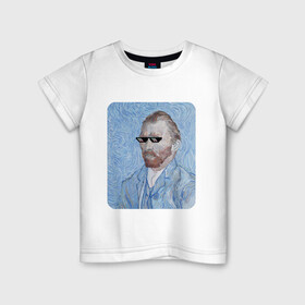 Детская футболка хлопок с принтом Ван Гог в очках в Екатеринбурге, 100% хлопок | круглый вырез горловины, полуприлегающий силуэт, длина до линии бедер | автопортрет | арт | ван гог | ван гог мем | звезда | звёздная ночь | крутой | мемасик | мемасные очки | очки | очки из мема | пиджак | художник