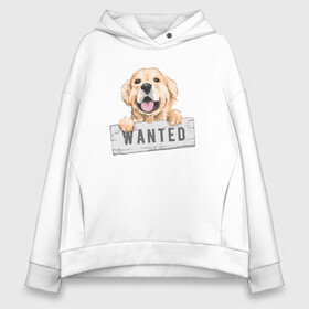 Женское худи Oversize хлопок с принтом Dog Wanted в Екатеринбурге, френч-терри — 70% хлопок, 30% полиэстер. Мягкий теплый начес внутри —100% хлопок | боковые карманы, эластичные манжеты и нижняя кромка, капюшон на магнитной кнопке | cute | dog | wanted | woof | гав | забавный | пес | песель | песик | смешной | собака | собачка | щенок