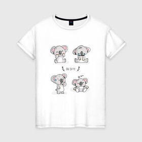 Женская футболка хлопок с принтом Милые коалы в Екатеринбурге, 100% хлопок | прямой крой, круглый вырез горловины, длина до линии бедер, слегка спущенное плечо | bear | koala | животное | коала | коалы | медведи | медведь