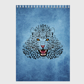 Скетчбук с принтом Леопард в Екатеринбурге, 100% бумага
 | 48 листов, плотность листов — 100 г/м2, плотность картонной обложки — 250 г/м2. Листы скреплены сверху удобной пружинной спиралью | большая кошка | глаза | дикая кошка | дикий зверь | зверь | зубы | клыки | кошка | леопард | пятна