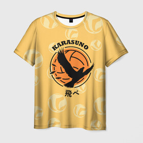 Мужская футболка 3D с принтом Старшая школа Карасуно Haikyu! в Екатеринбурге, 100% полиэфир | прямой крой, круглый вырез горловины, длина до линии бедер | anime | haikyu | haikyuu | karasuno | karasuno high | manga | аниме | волейбол | волейбольный клуб | ворон | вороны | карасуно | крылья | лого | логотип | манга | надпись | птица | старшая школа | хаику | хаикую