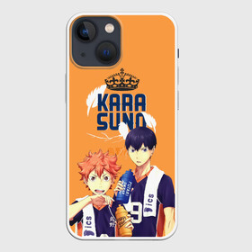 Чехол для iPhone 13 mini с принтом Шоё Хината и Тобио Кагеяма в Екатеринбурге,  |  | anime | haikyu | haikyuu | karasuno | manga | аниме | волейбол | волейбольный клуб | вороны | игроки | карасуно | король площадки | манга | ниндзя шоё | старшая школа | тобио кагеяма | хаику | хаикую | шоё хината