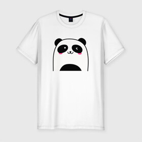 Мужская футболка хлопок Slim с принтом Милая панда в Екатеринбурге, 92% хлопок, 8% лайкра | приталенный силуэт, круглый вырез ворота, длина до линии бедра, короткий рукав | panda | животное | медведи | медведь | мишки | панда | панды